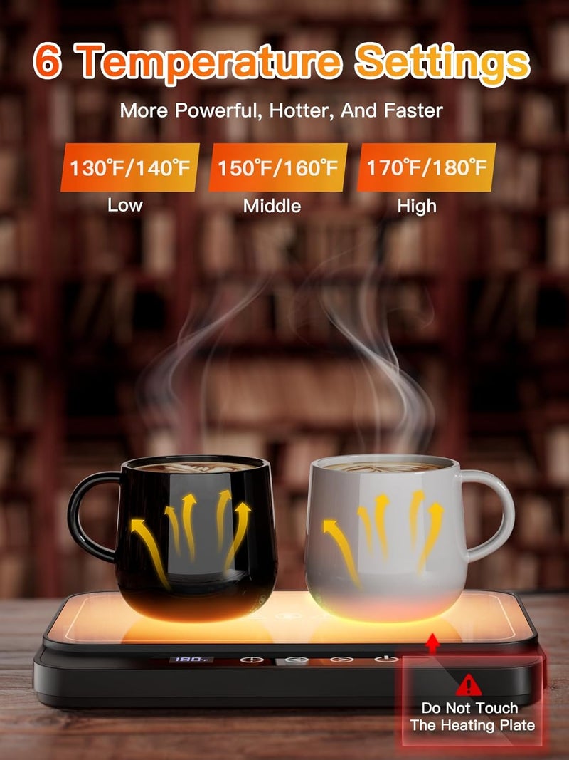 Misby Coffee Mug Warmer, 50W Large Heating Panel Mug Warmer with 6-Temp Settings, 8H Auto Shut-Off, 12H Timer, Ultra-Thin Design, Coffee Warmer for Desk, Ideal for Home, Office, and Travel (Black) - Image 3